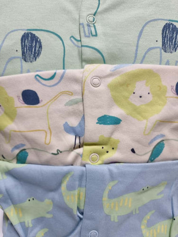 Safari Animal Sketch Sleepsuits 3 Pack - George Uk