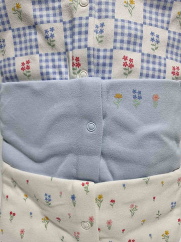 Blue Gingham Floral Long Sleeve Sleepsuits 3 Pack George UK