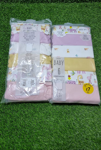 George Animal Print Bodysuits Set 6 Pack Set 0-3 Months