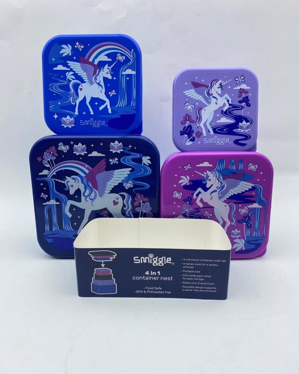 Smiggle Unicorn 4 Lunch Boxes Set
