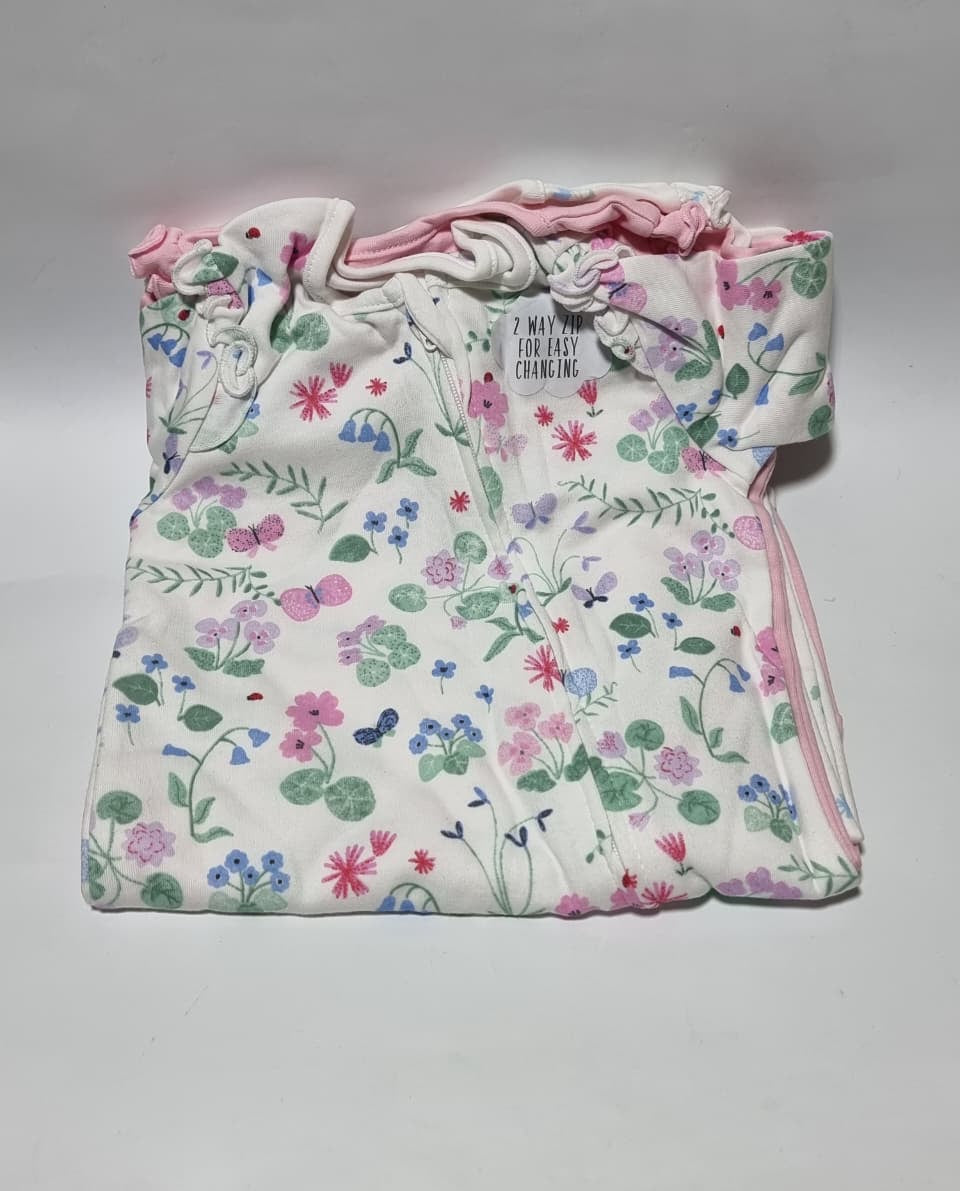 Multicolor Floral Zip Fasten Open Feet Sleepsuits 3 Pack George UK
