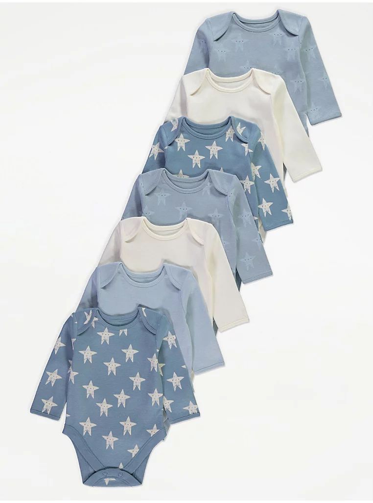 Stars Long Sleeve Bodysuits 7 Pack George Uk