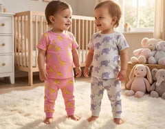 Giraffe and Elephant Short Sleeve Pyjamas 2 Pairs Set George UK