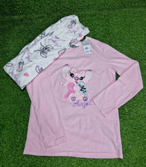 Girls Stich Printed Fleece Nightwear Set