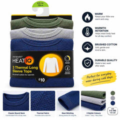 Primark HEATIQ Kids Thermal Long Sleeve Tops 3-Pack