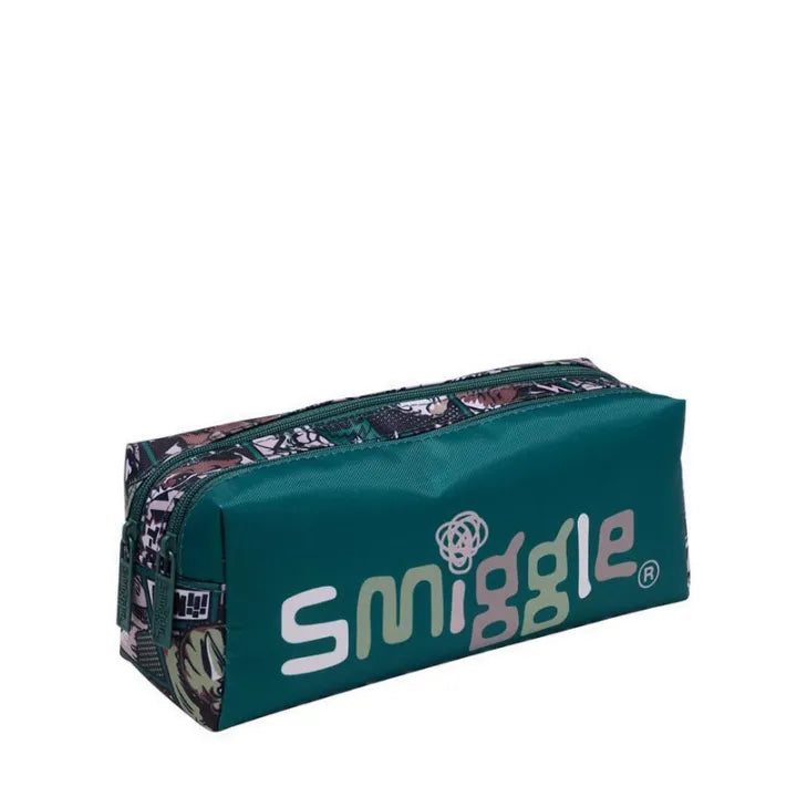 Smiggle Double Zip Teal Green Graphic Pencil Case