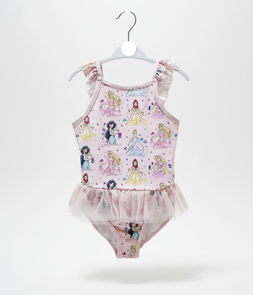 Ballerina Princes Print Swimsuit With Frill - Goerge Uk