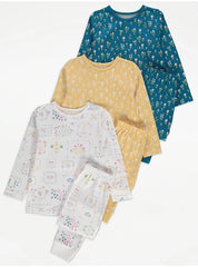 George Patchwork Floral Long Sleeve Pyjamas 3 Pack , 6-7 Years